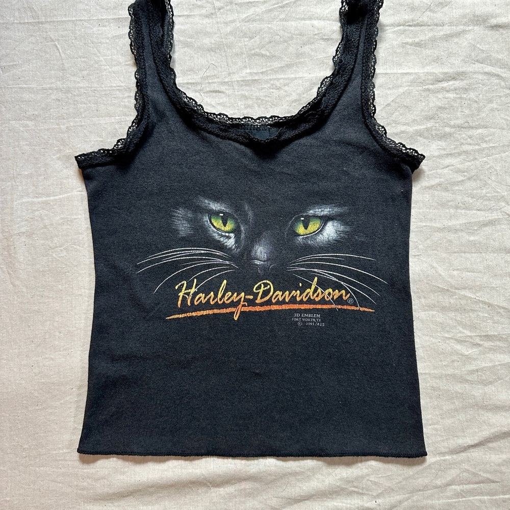 1991 vintage Harley-Davidson Black Tank Top with Cat Eyes